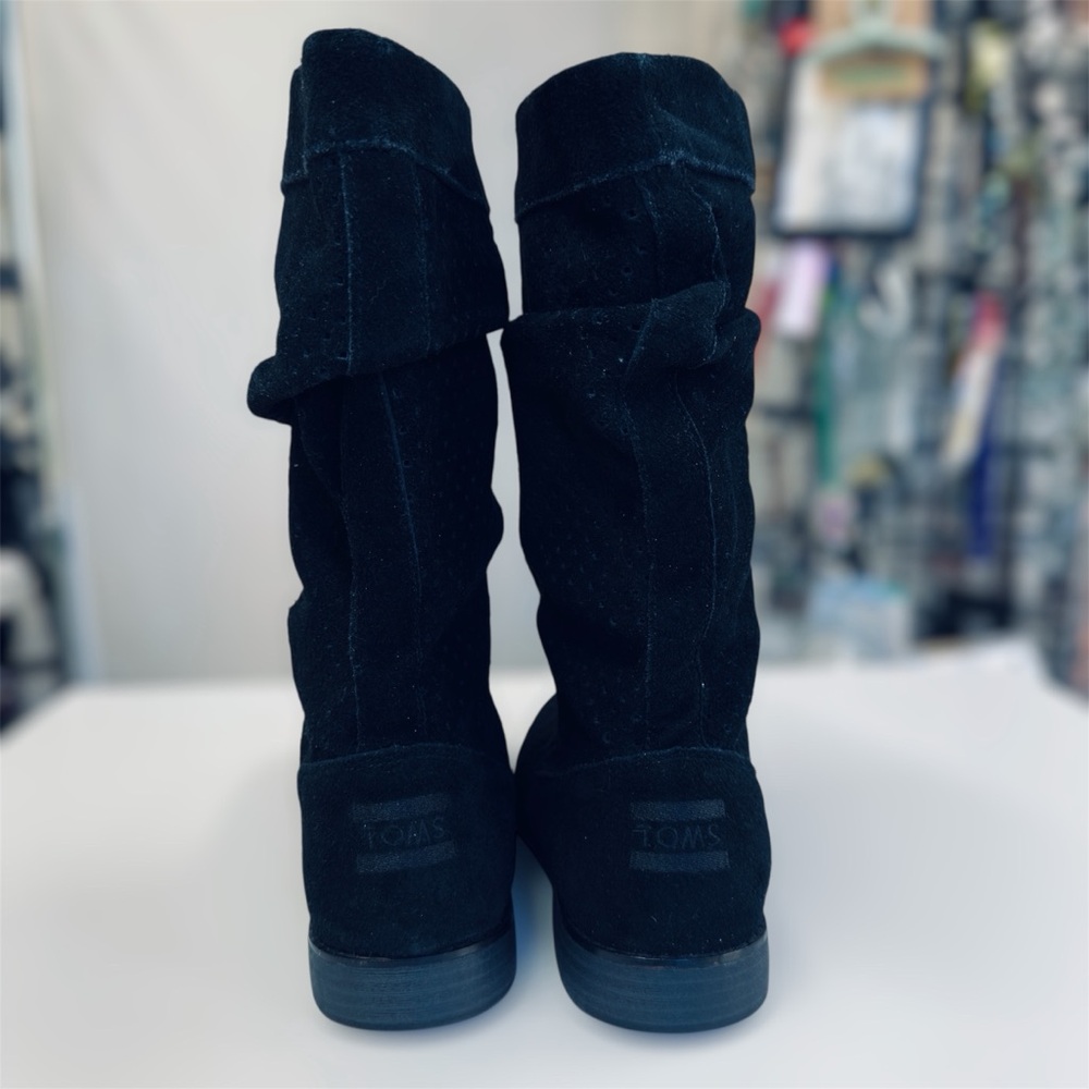 TOMS Serra Women's Black Suede Mid-Calf Slouch Boots Size 8.5 - Picture 2 of 9
